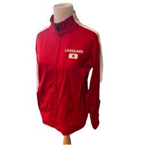 Augusta Warm-Up Track Jacket L Red White Full Zip Lifeguard Athletic Top‎